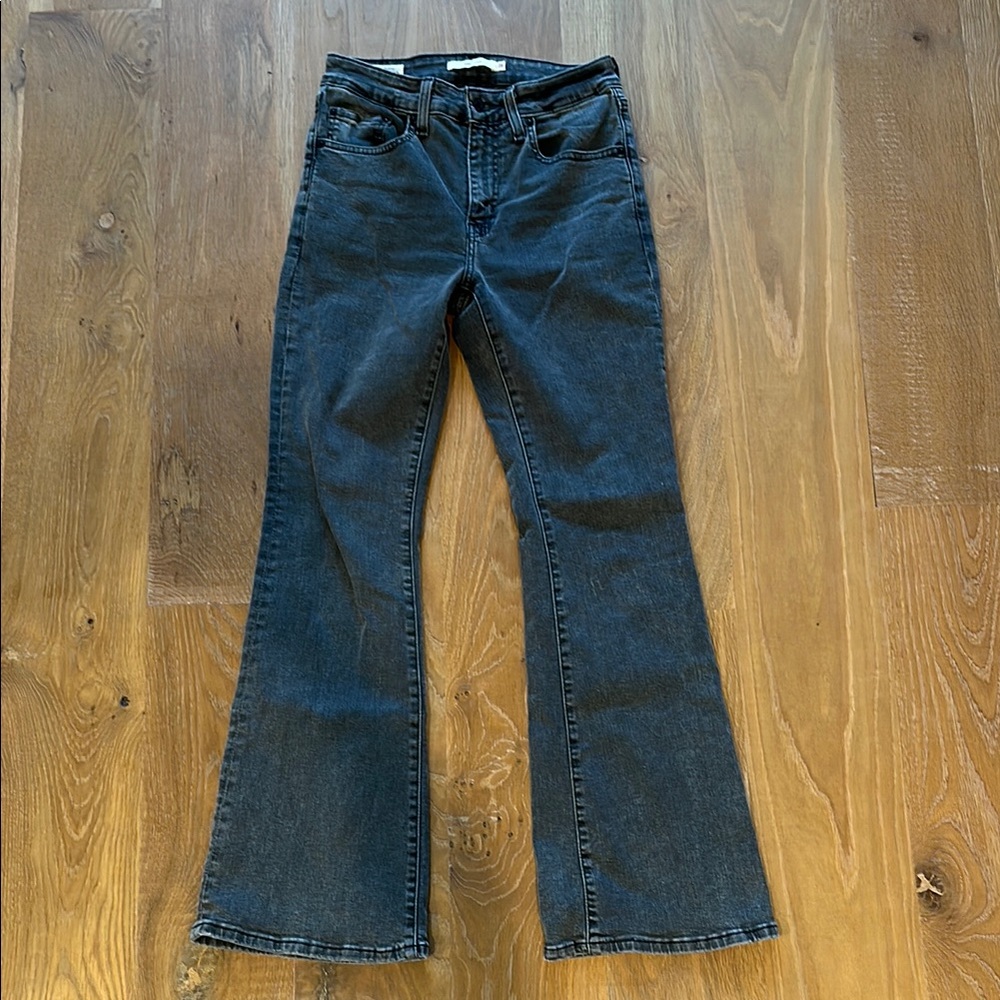 Levi’s 726 Flare Leg Jeans High Waist stretch 28 x 30 27 Faded Black Premium $98